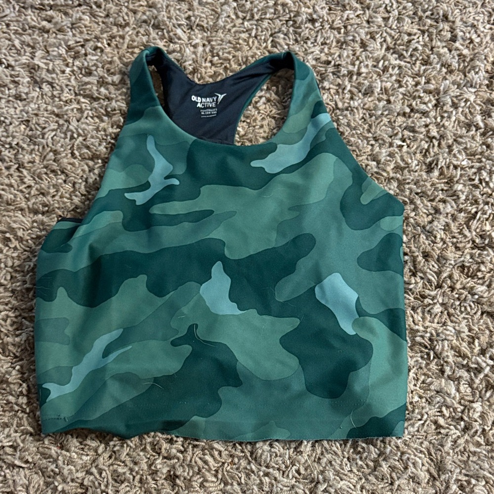Old Navy Green Camouflage Racerback Bra